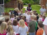 Carrie teaching kids about the ambulance