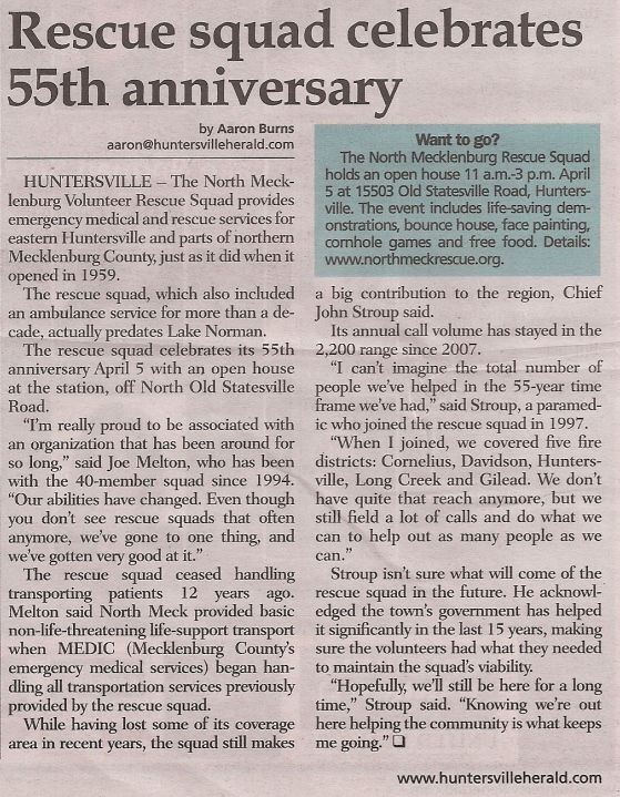 North Meck Rescue 55th Anniversary Article