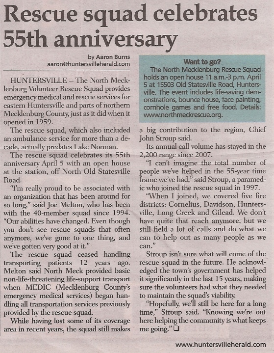 North Meck Rescue 55th Anniversary Article